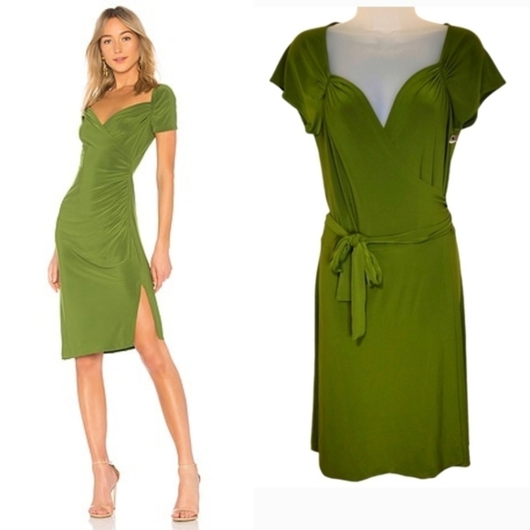 Norma Kamali Dresses & Skirts - NWT Norma Kamali Olive Green Wrap Dress Sweetheart Neckline Women's Size XL